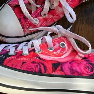 Converse All Star Pink & Red Rose Canvas Sneakers